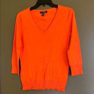 George Bright Orange V-Neck Women's Sweater